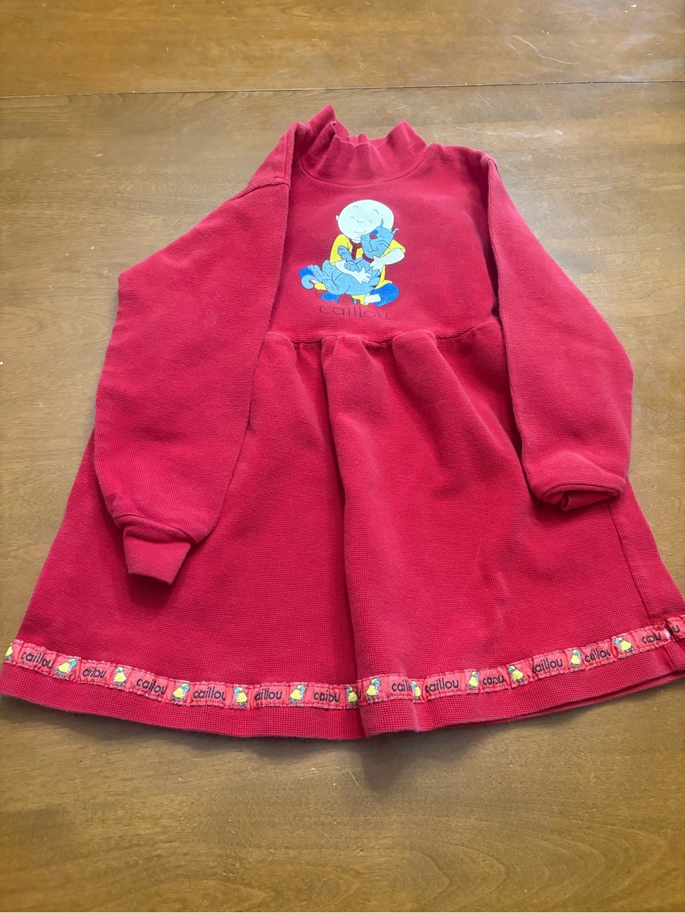 Red Kids Casual Dress with Character Graphic